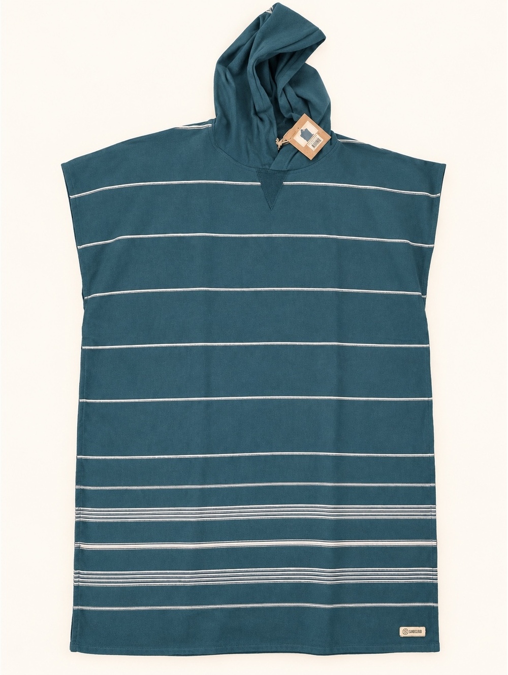 Sand Cloud Classic Stripe Hooded Poncho Teal Blue One Size NWT